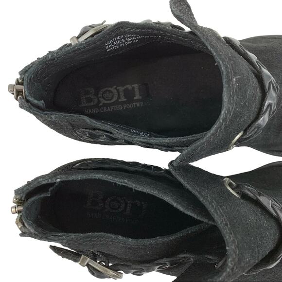 Born Nolina Leather Suede Ankle Boots Black Women’s Size 6M - Picture 3 of 10